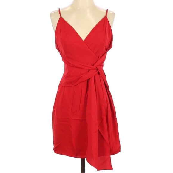 About Us Red Ruched Mini silhouette Cocktail Dress - Picture 3 of 10